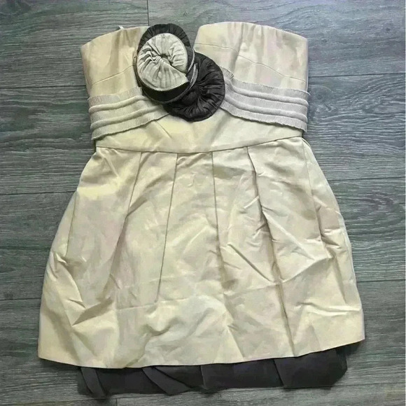 NEW BCBGMaxAzria RUNWAY Cream Gray Sweetheart Strapless Mini Dress Size 10 - Picture 3 of 14